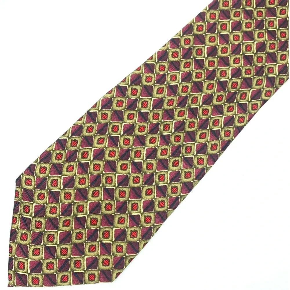 JERRY J GARCIA Tie Burgundy Purple Khaki Brown Red Black Silk Hand Made Necktie